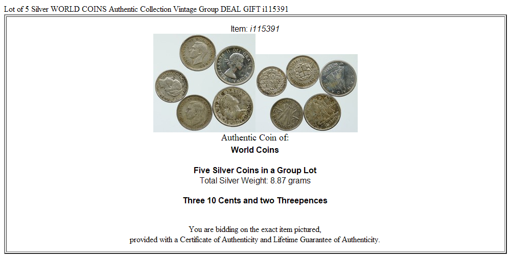 Lot of 5 Silver WORLD COINS Authentic Collection Vintage Group DEAL GIFT i115391