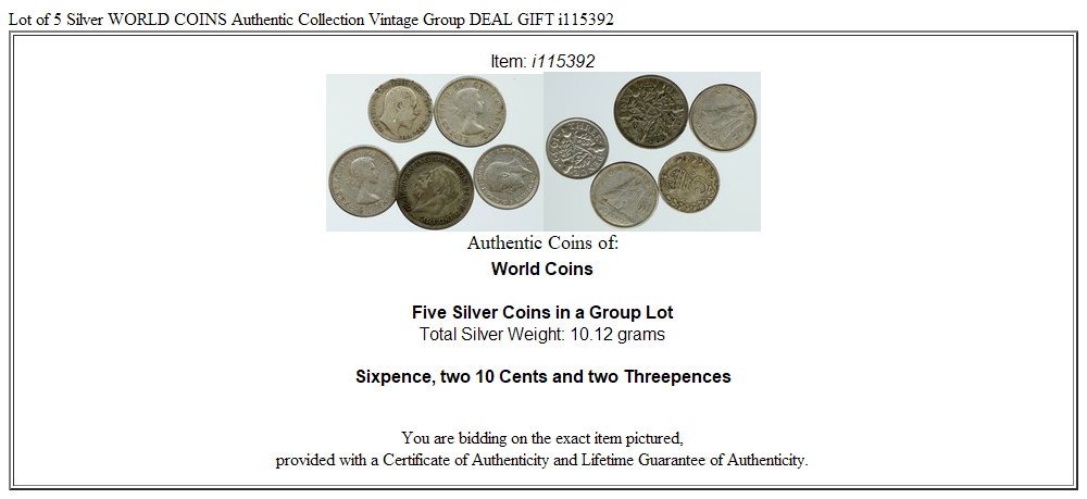 Lot of 5 Silver WORLD COINS Authentic Collection Vintage Group DEAL GIFT i115392