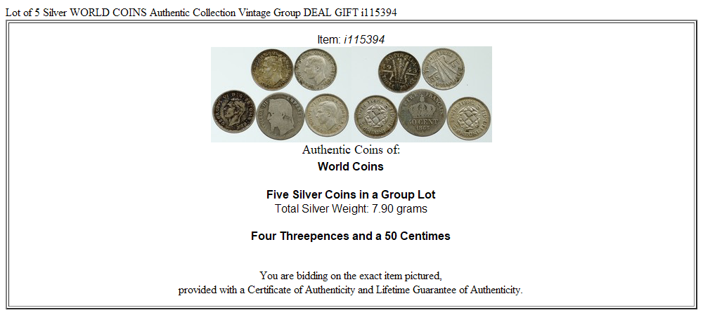 Lot of 5 Silver WORLD COINS Authentic Collection Vintage Group DEAL GIFT i115394