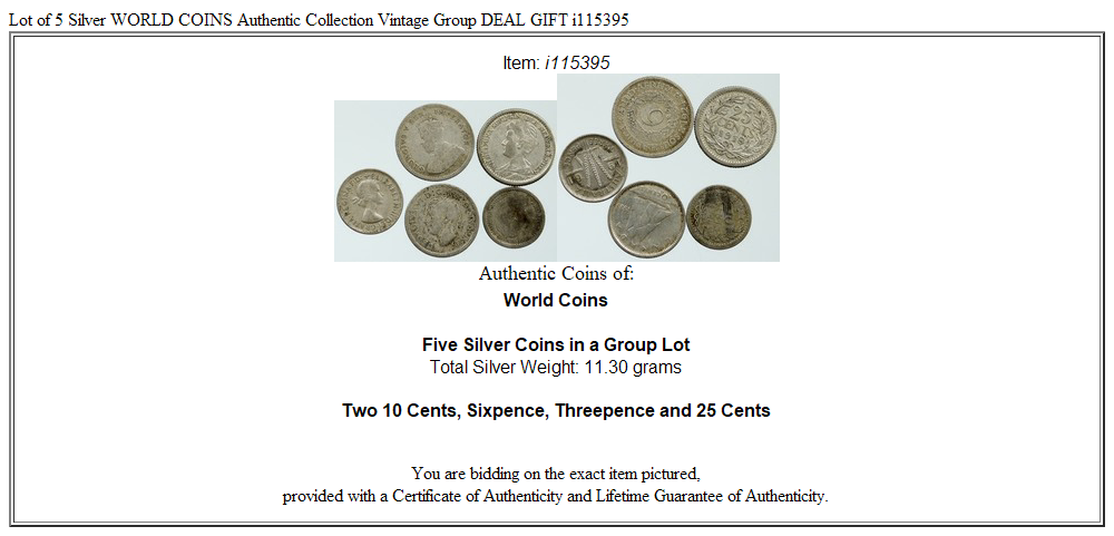 Lot of 5 Silver WORLD COINS Authentic Collection Vintage Group DEAL GIFT i115395