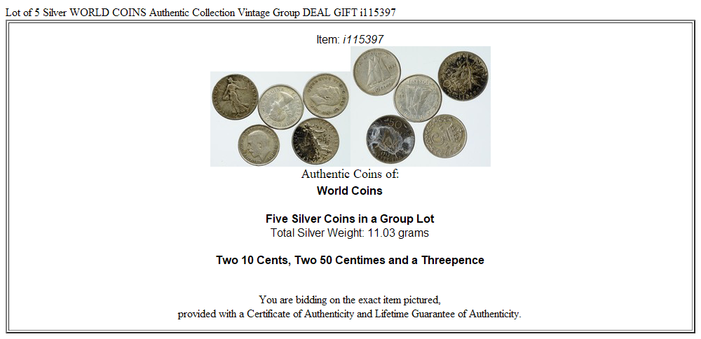 Lot of 5 Silver WORLD COINS Authentic Collection Vintage Group DEAL GIFT i115397