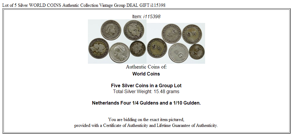 Lot of 5 Silver WORLD COINS Authentic Collection Vintage Group DEAL GIFT i115398