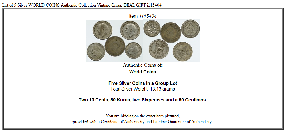 Lot of 5 Silver WORLD COINS Authentic Collection Vintage Group DEAL GIFT i115404