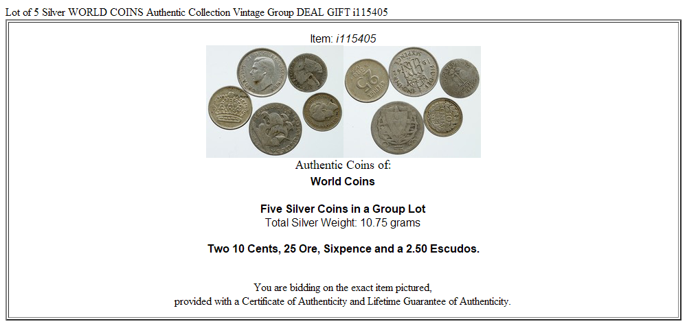 Lot of 5 Silver WORLD COINS Authentic Collection Vintage Group DEAL GIFT i115405