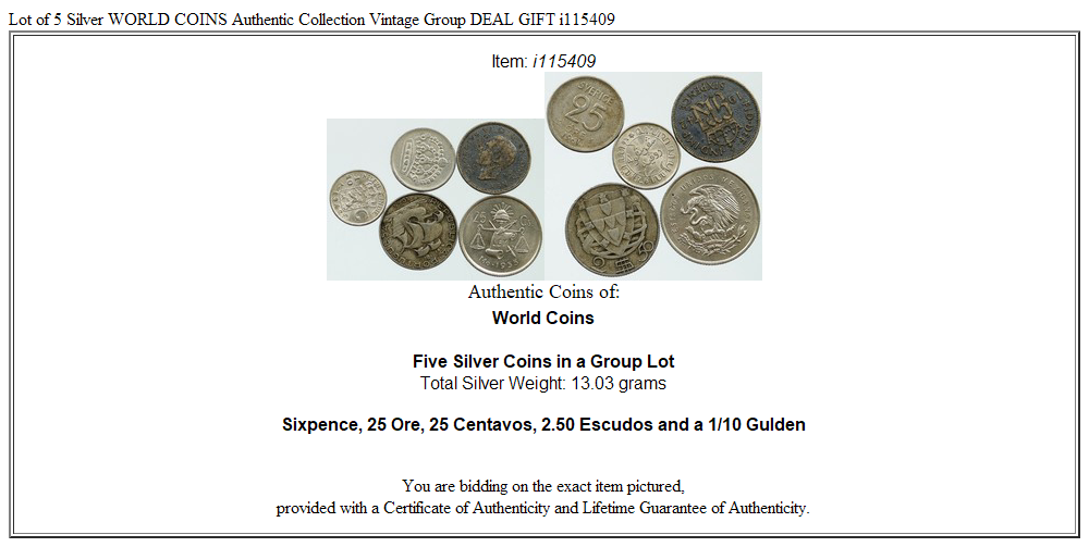 Lot of 5 Silver WORLD COINS Authentic Collection Vintage Group DEAL GIFT i115409