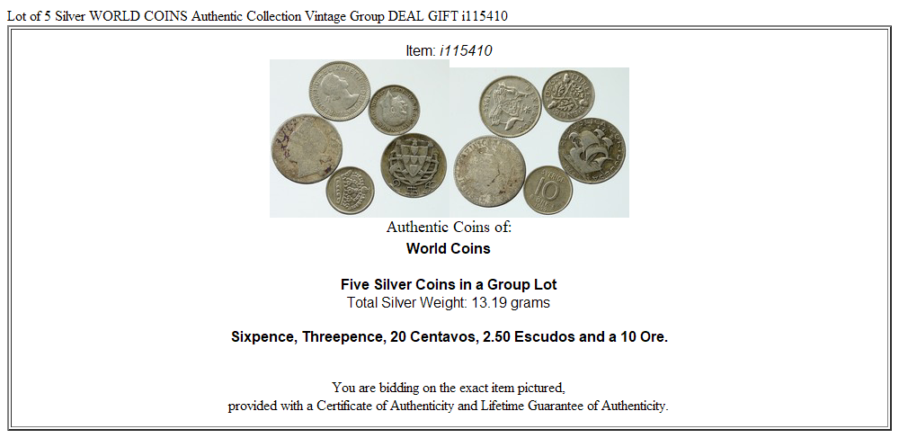 Lot of 5 Silver WORLD COINS Authentic Collection Vintage Group DEAL GIFT i115410