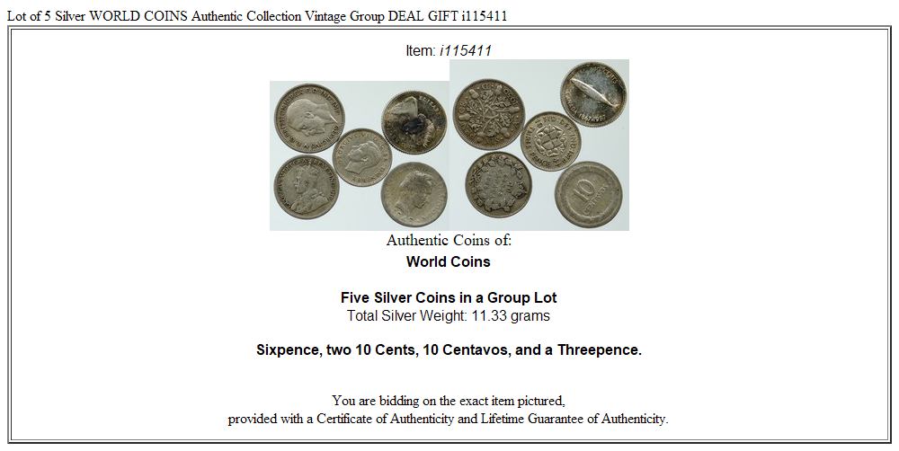 Lot of 5 Silver WORLD COINS Authentic Collection Vintage Group DEAL GIFT i115411