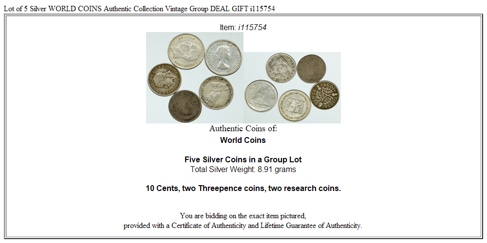 Lot of 5 Silver WORLD COINS Authentic Collection Vintage Group DEAL GIFT i115754
