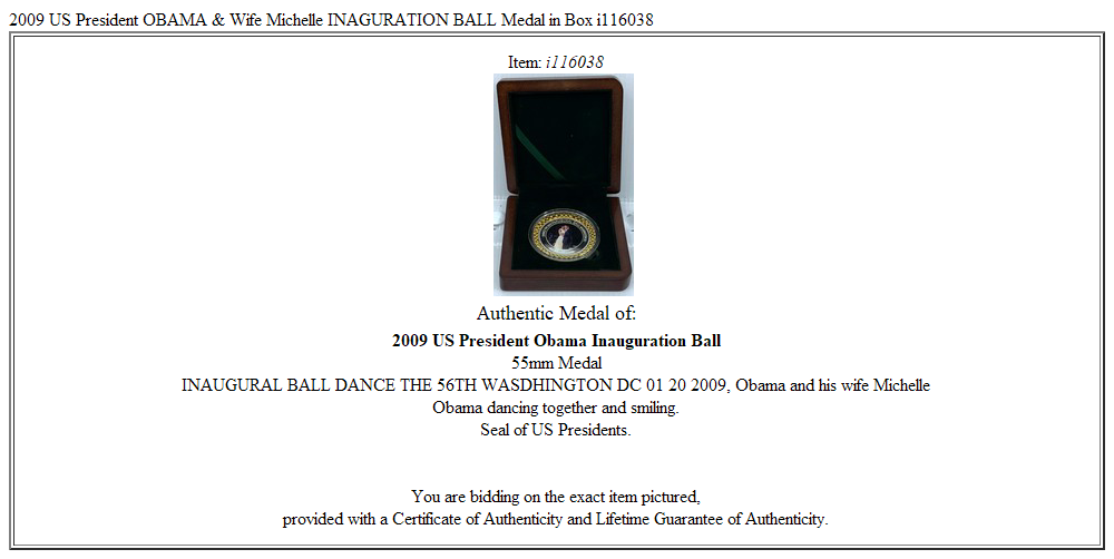 2009 US President OBAMA & Wife Michelle INAGURATION BALL Medal in Box i116038