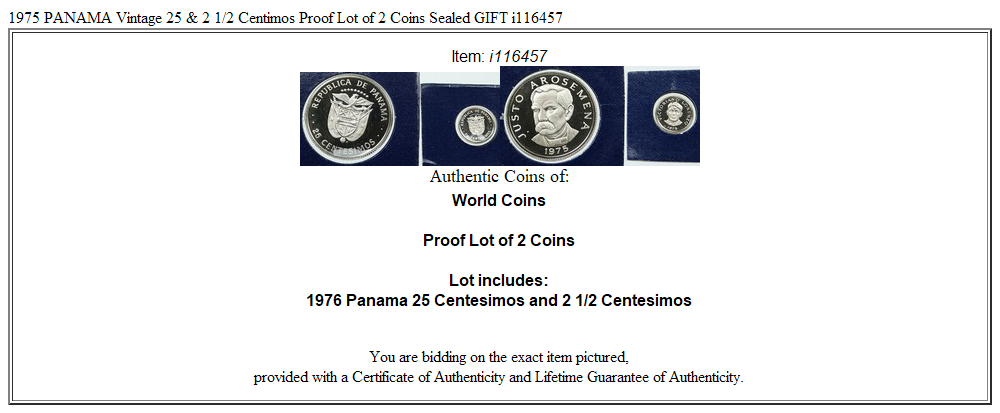 1975 PANAMA Vintage 25 & 2 1/2 Centimos Proof Lot of 2 Coins Sealed GIFT i116457