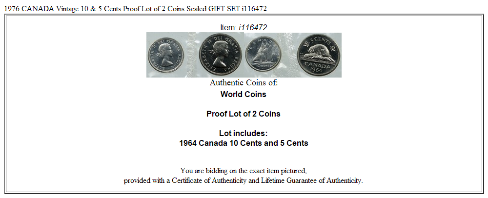 1976 CANADA Vintage 10 & 5 Cents Proof Lot of 2 Coins Sealed GIFT SET i116472