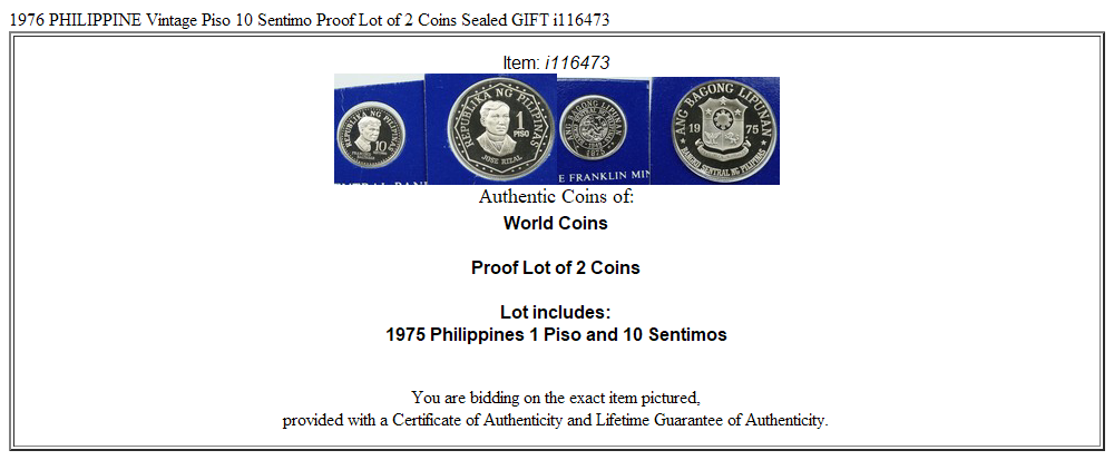 1976 PHILIPPINE Vintage Piso 10 Sentimo Proof Lot of 2 Coins Sealed GIFT i116473