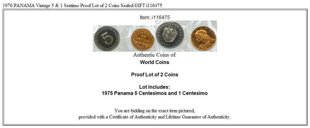 1976 PANAMA Vintage 5 & 1 Sentimo Proof Lot of 2 Coins Sealed GIFT i116475