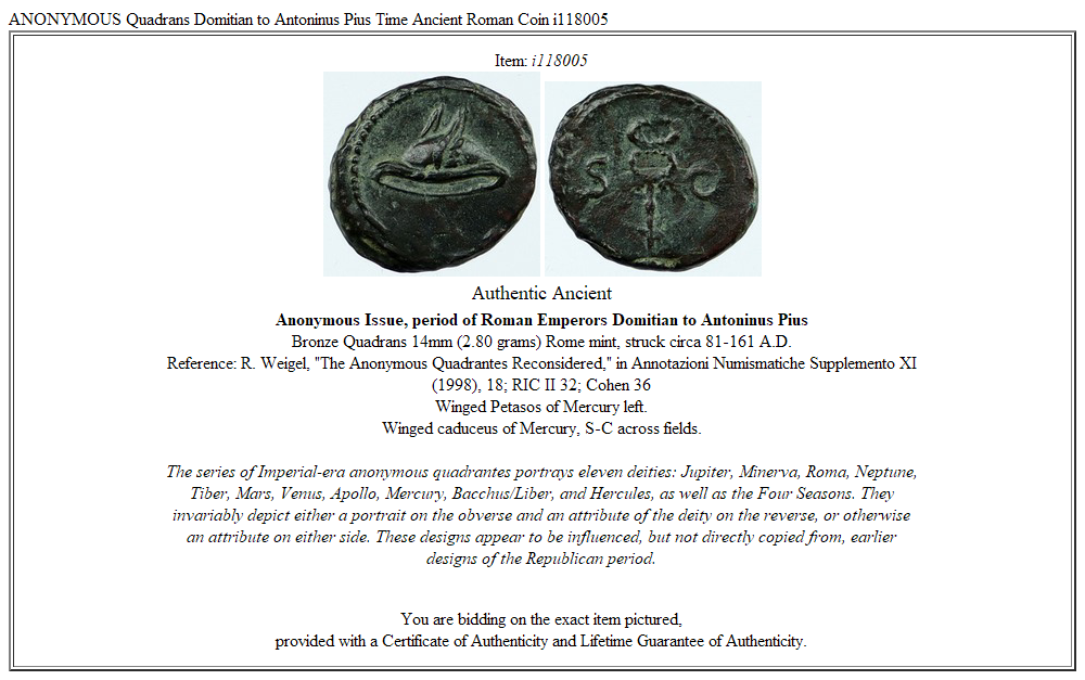 ANONYMOUS Quadrans Domitian to Antoninus Pius Time Ancient Roman Coin i118005