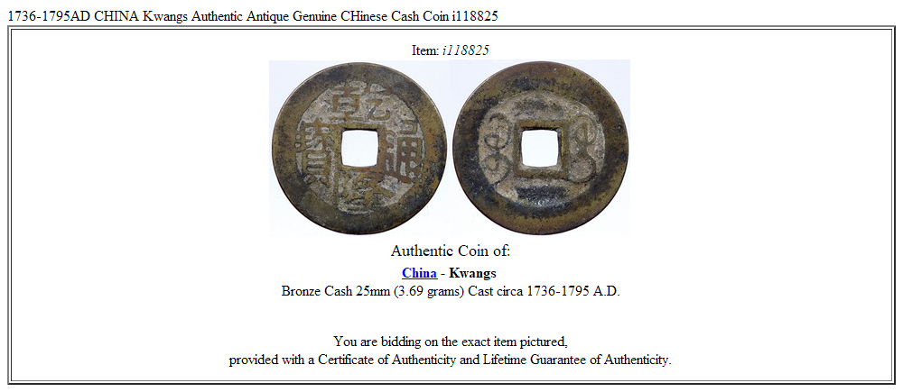 1736-1795AD CHINA Kwangs Authentic Antique Genuine CHinese Cash Coin i118825