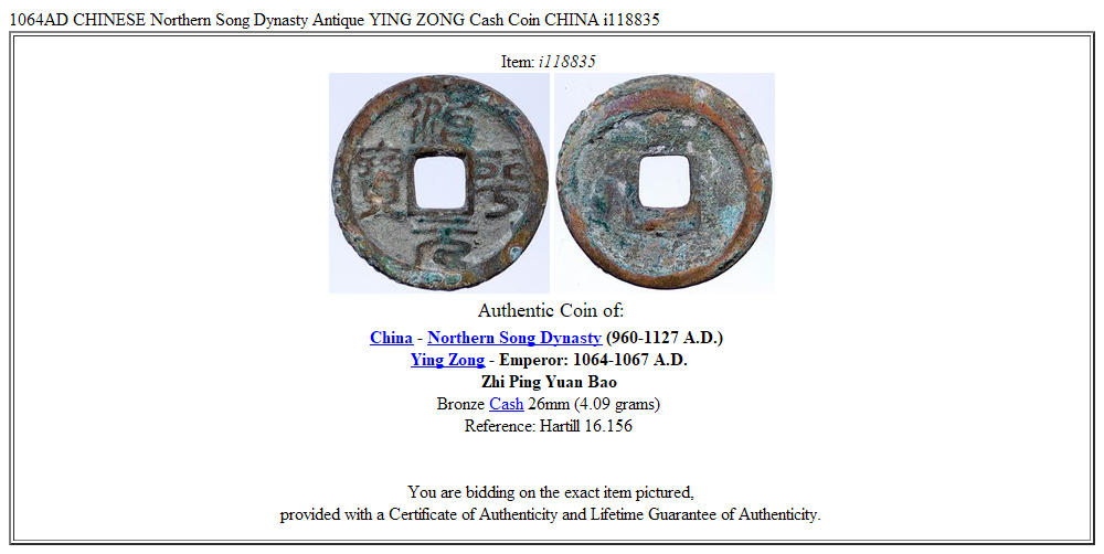 1064AD CHINESE Northern Song Dynasty Antique YING ZONG Cash Coin CHINA i118835