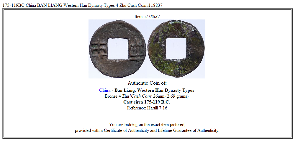 175-119BC China BAN LIANG Western Han Dynasty Types 4 Zhu Cash Coin i118837