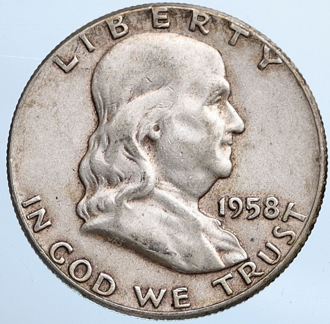 1958 P US Benjamin Franklin VINTAGE Silver Half Dollar Coin LIBERTY BELL i115193