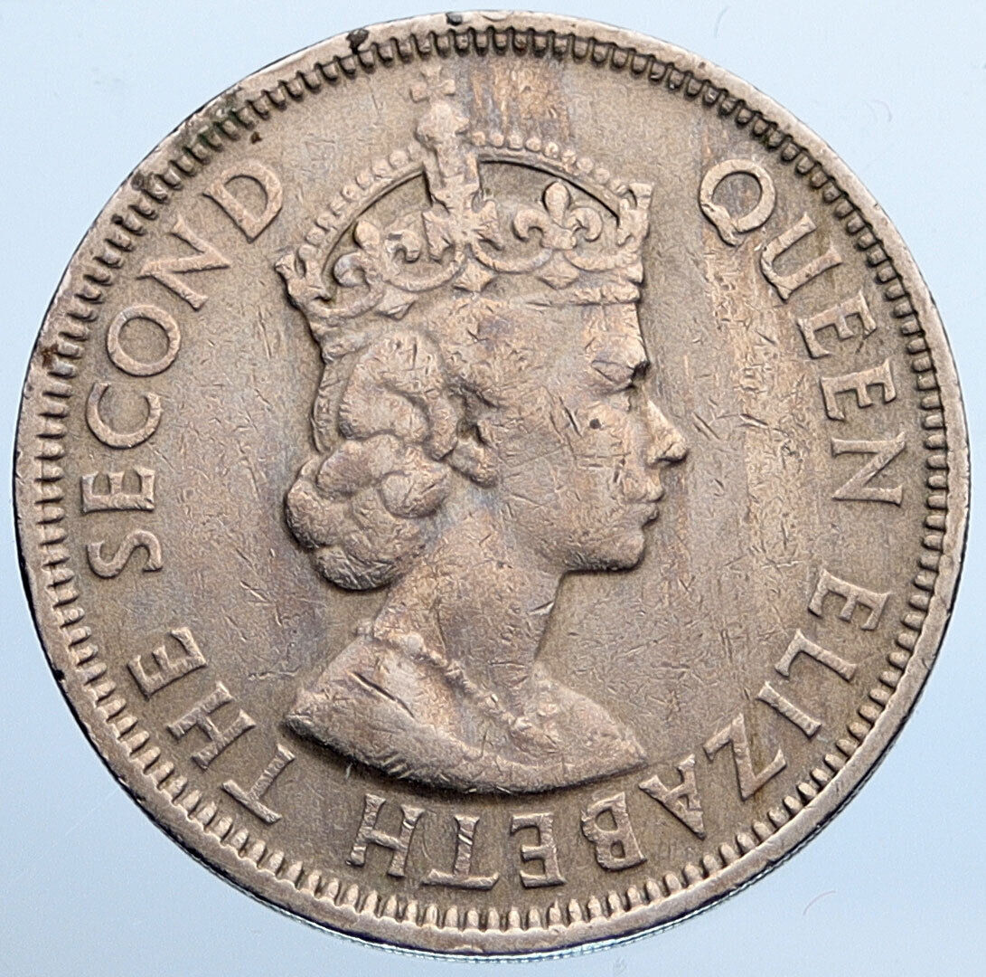 1971 MAURITIUS UK Queen Elizabeth II VINTAGE PROOF 1 Rupee Coin i115289