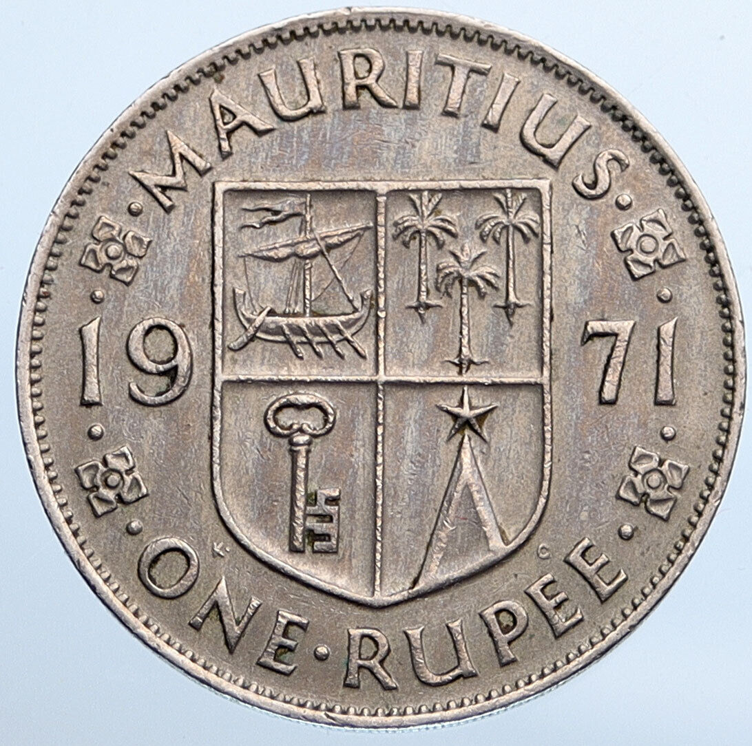 1971 MAURITIUS UK Queen Elizabeth II VINTAGE PROOF 1 Rupee Coin i115289