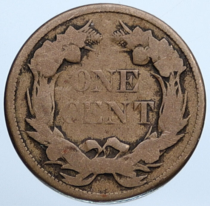 1857 UNITED STATES USA Flying Eagle & Wreath ANTIQUE VINTAGE Cent Coin i115286