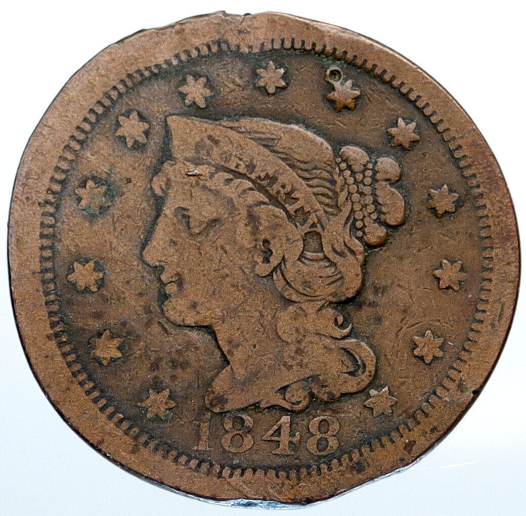 1848 USA United States of America LIBERTY Head Wreath LARGE CENT Coin i115245