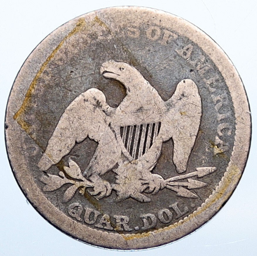 1857 P UNITED STATES US Silver SEATED LIBERTY Quarter Dollar Coin EAGLE i115242