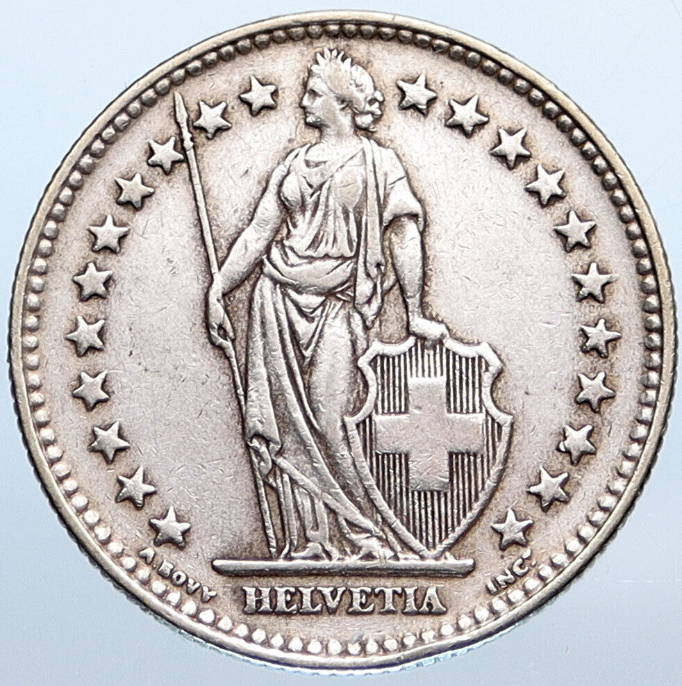 1931 B SWITZERLAND HELVETIA Symbolizes SWISS Nation SILVER 2 Francs Coin i115246