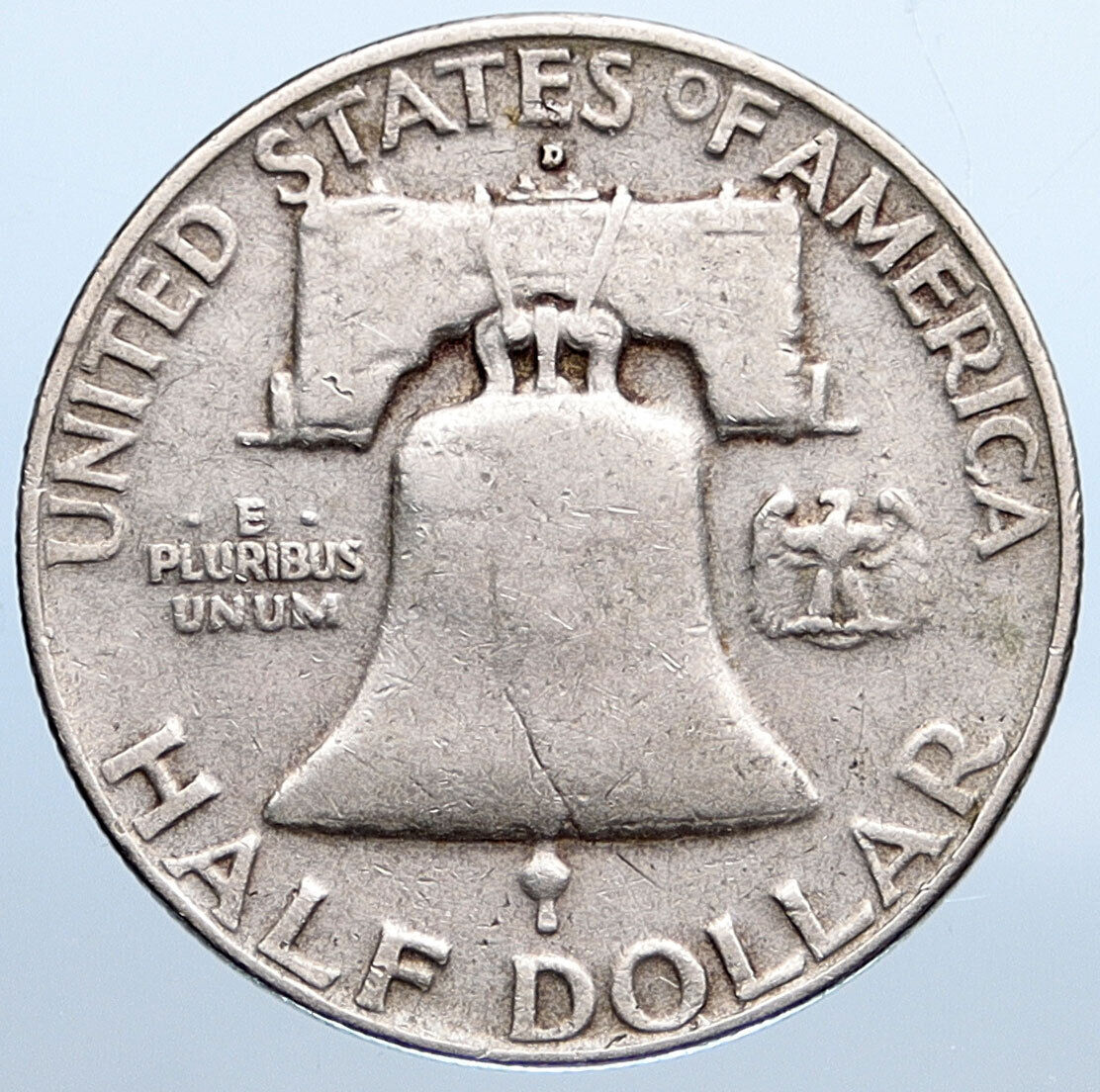 1958 D US Benjamin Franklin LIBERTY BELL Vintage Silver Half Dollar Coin i115234