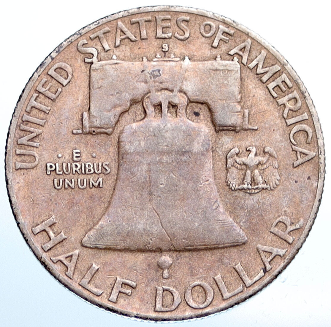 1949S USA Benjamin Franklin LIBERTY BELL Vintage Silver Half Dollar Coin i115254