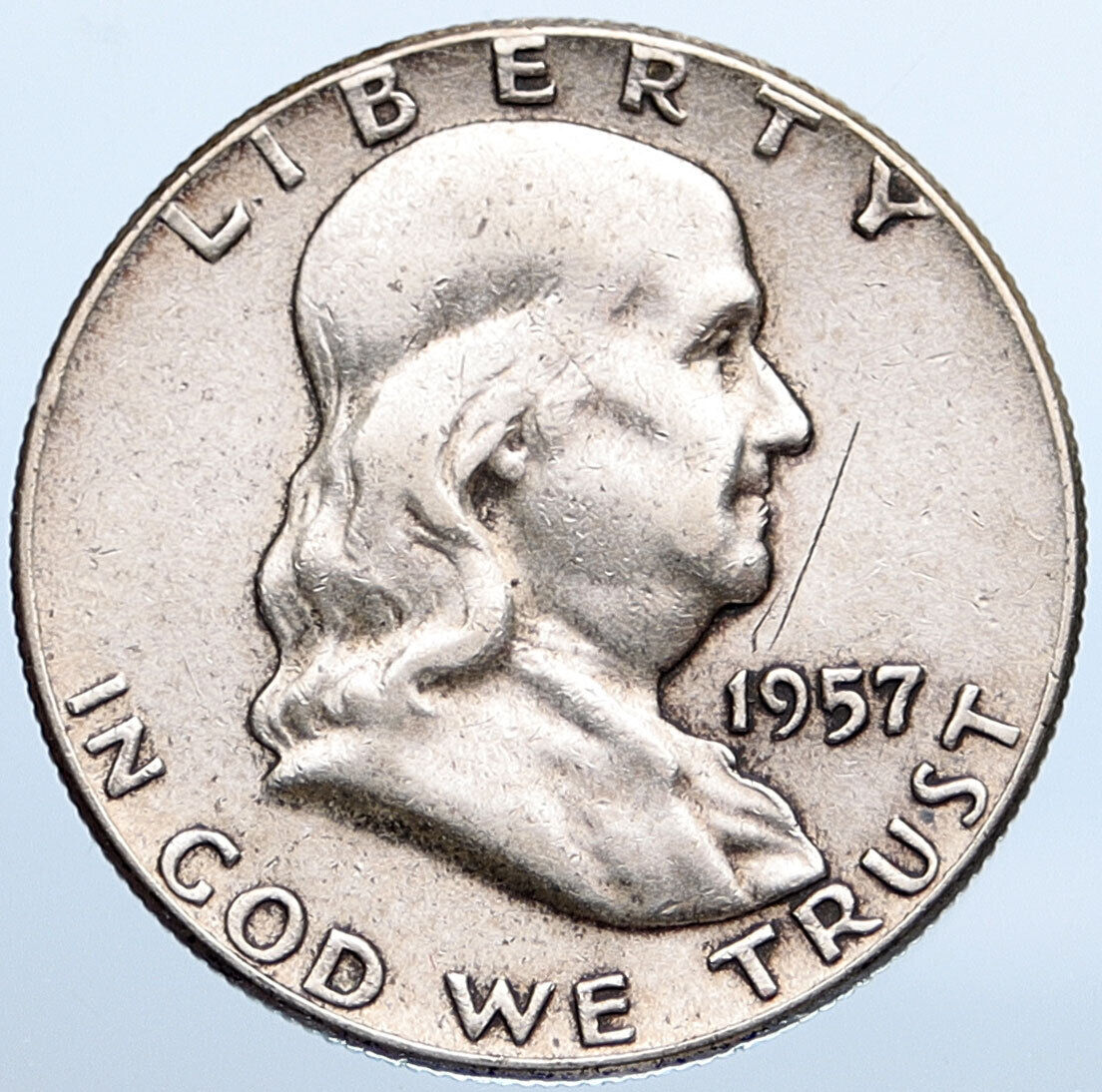 1957 P US Benjamin Franklin VINTAGE Silver Half Dollar Coin LIBERTY BELL i115274