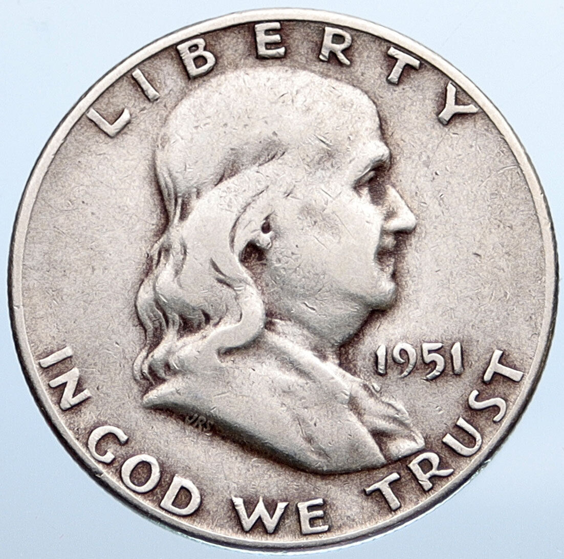 1951S USA Benjamin Franklin LIBERTY BELL Vintage Silver Half Dollar Coin i115270
