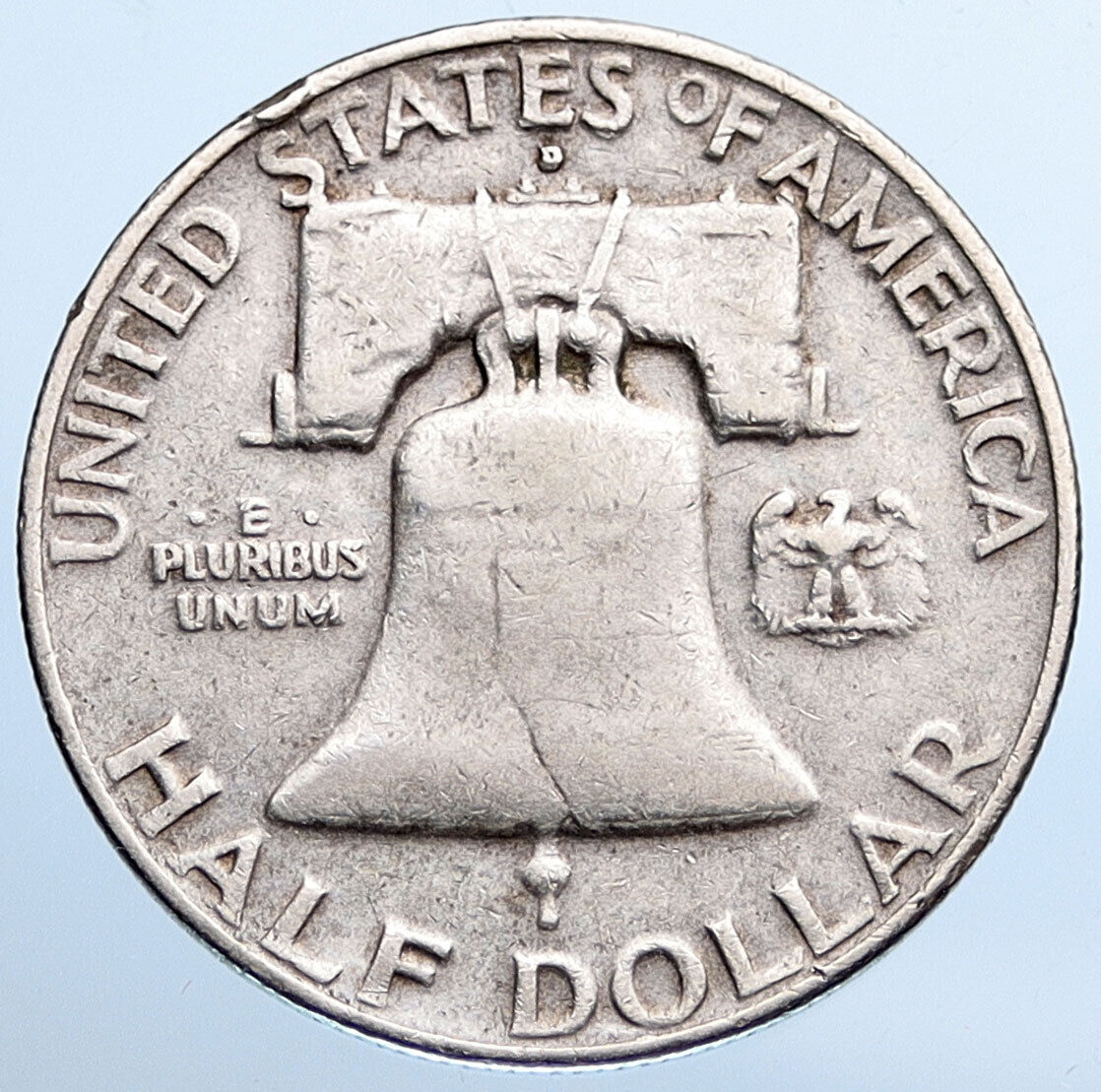 1954 D US Benjamin Franklin LIBERTY BELL Vintage Silver Half Dollar Coin i115264