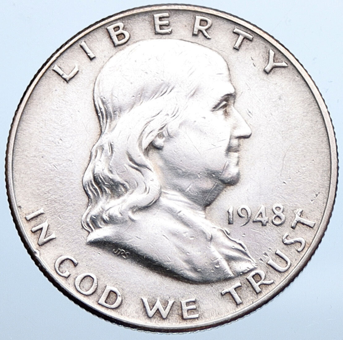 1948 D US Benjamin Franklin LIBERTY BELL Vintage Silver Half Dollar Coin i115256