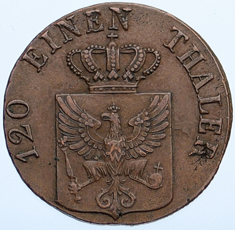 1838 D GERMAN STATES PRUSSIA King WILLIAM III Antique 3 Pfenninge Coin i115309
