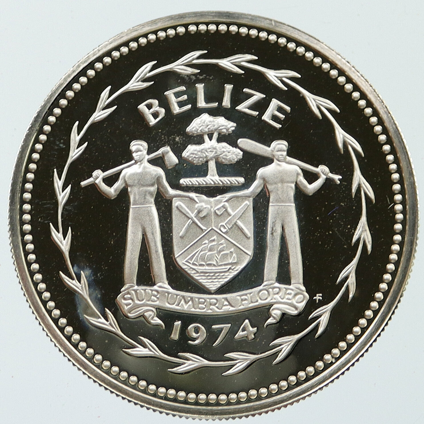 1974 BELIZE Avifauna Toucan BIRD Antique VINTAGE Proof Silver $5 Coin i116022
