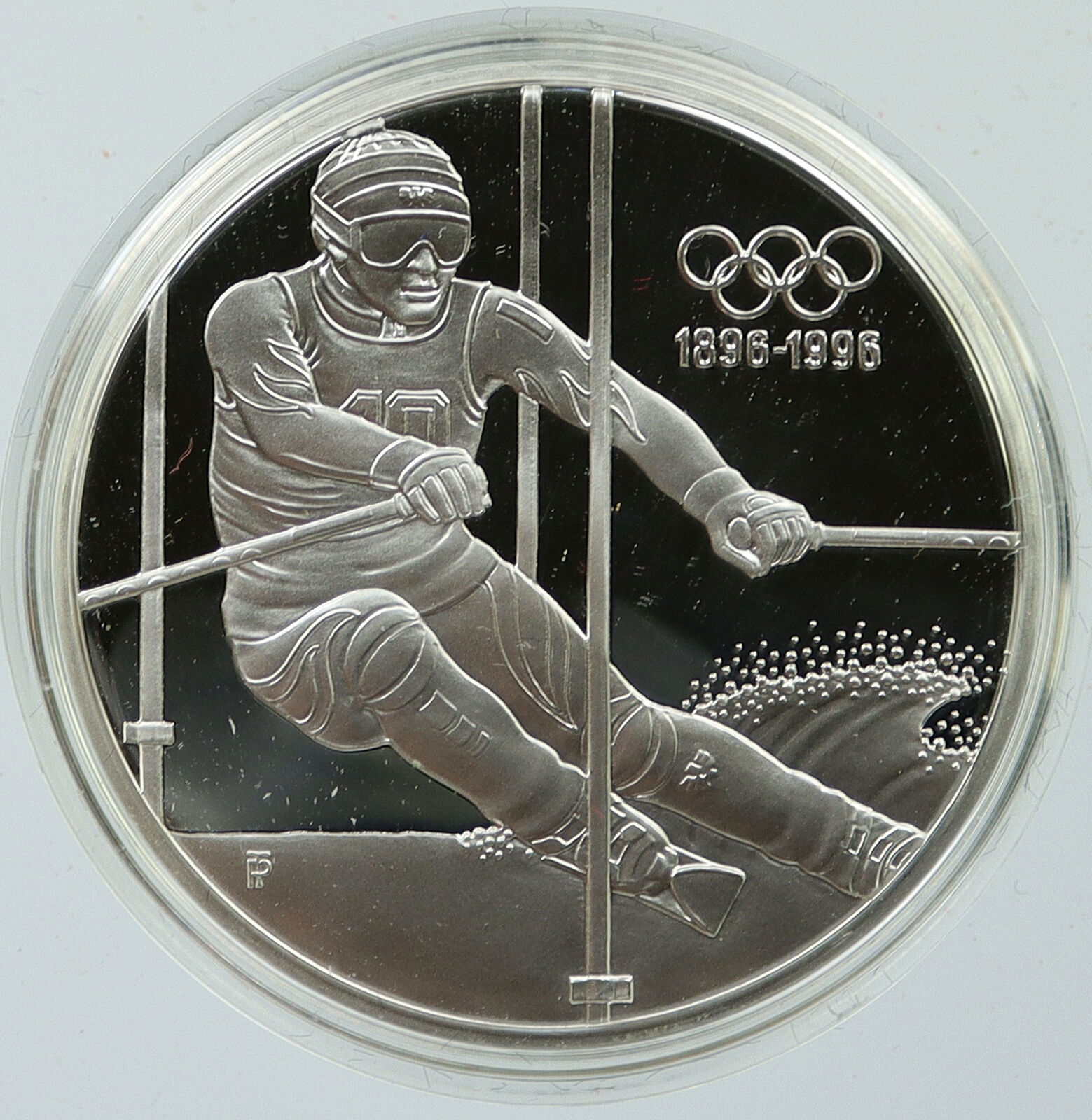 1995 AUSTRIA Centennial OLYMPICS SLALOM SKIING Proof Silver 200 Sch Coin i116026