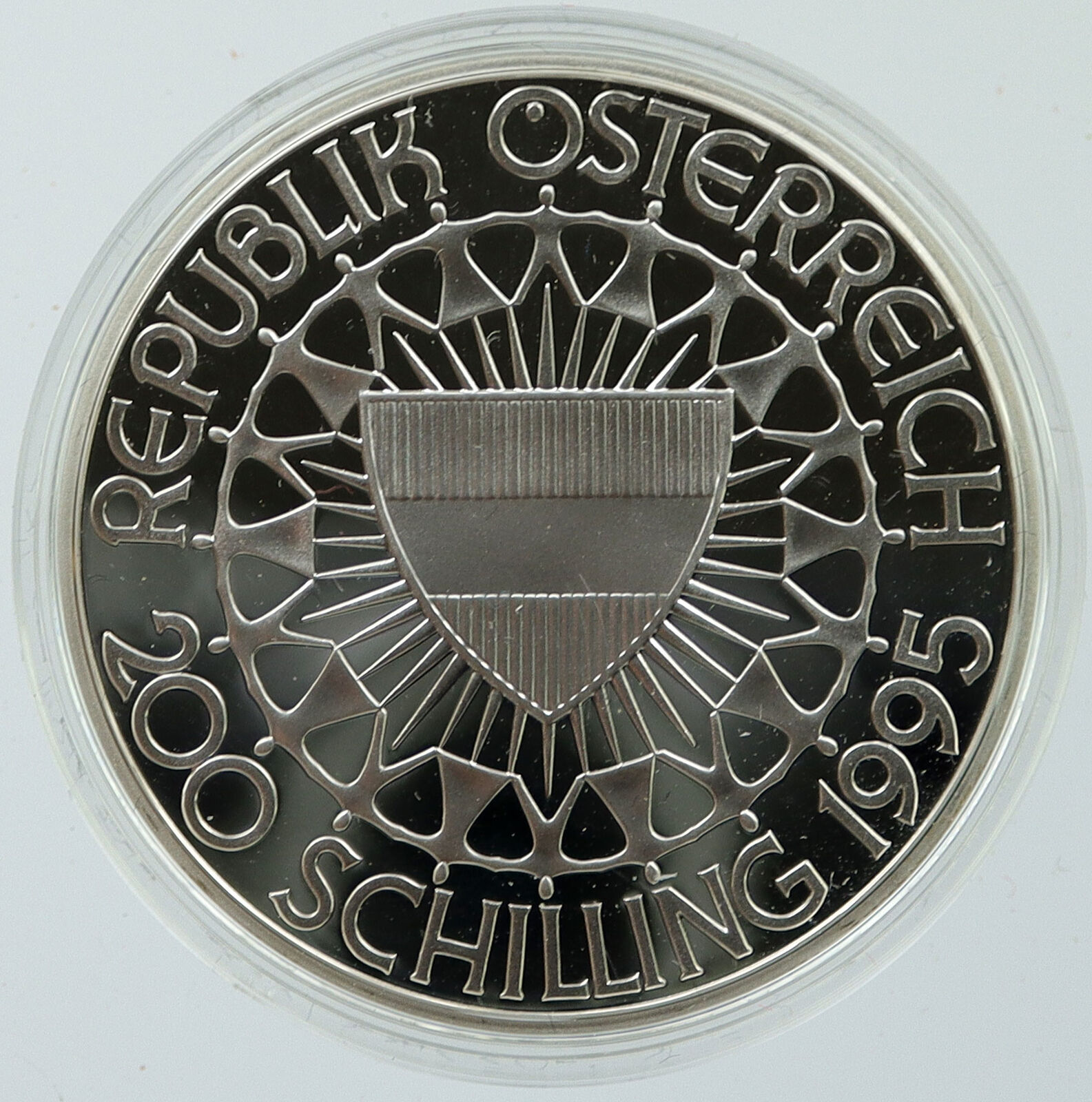 1995 AUSTRIA Centennial OLYMPICS SLALOM SKIING Proof Silver 200 Sch Coin i116026