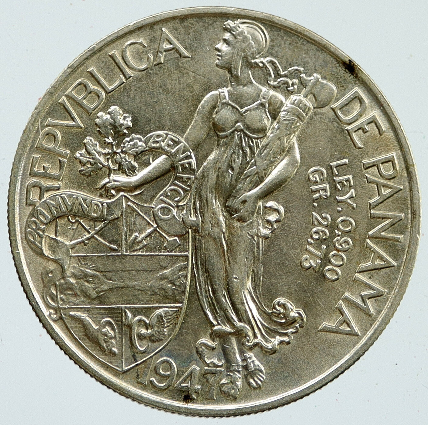 1947 PANAMA Large CONQUISTADOR BALBOA Liberty Vintage OLD Silver Coin i116126