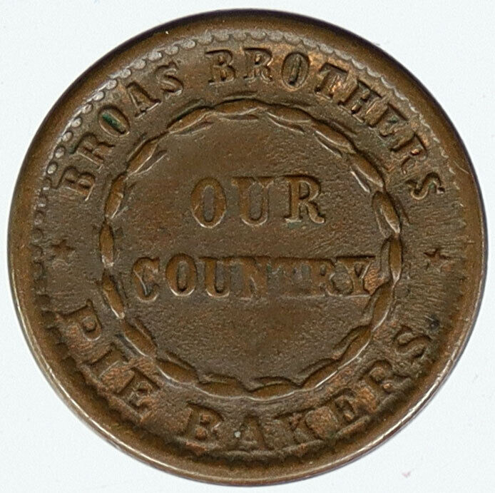 1863 USA US CIVIL WAR Old PATRIOTIC OUR COUNTRY Pie Bakers Trade Token i116129