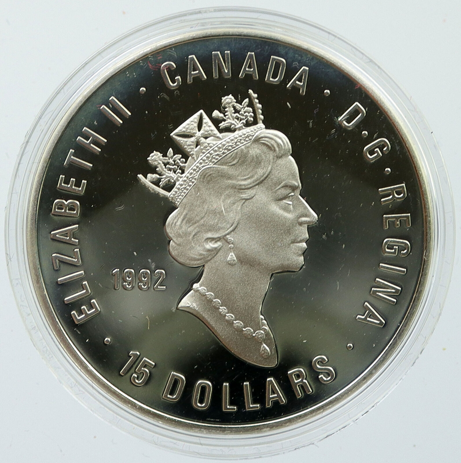 1992 CANADA UK Queen VICTORIA 100Yr OLYMPICS Proof Silver 15 Dollar Coin i116033