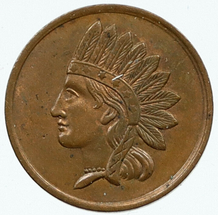 1863 United States CIVIL WAR Time PATRIOTIC Indian Headdress CAFE Token i116132