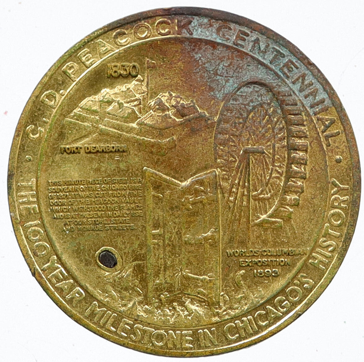 1937 UNITED STATES US CD Peacock Jewelers 100 Yrs Old FERRIS WHEEL Medal i116133