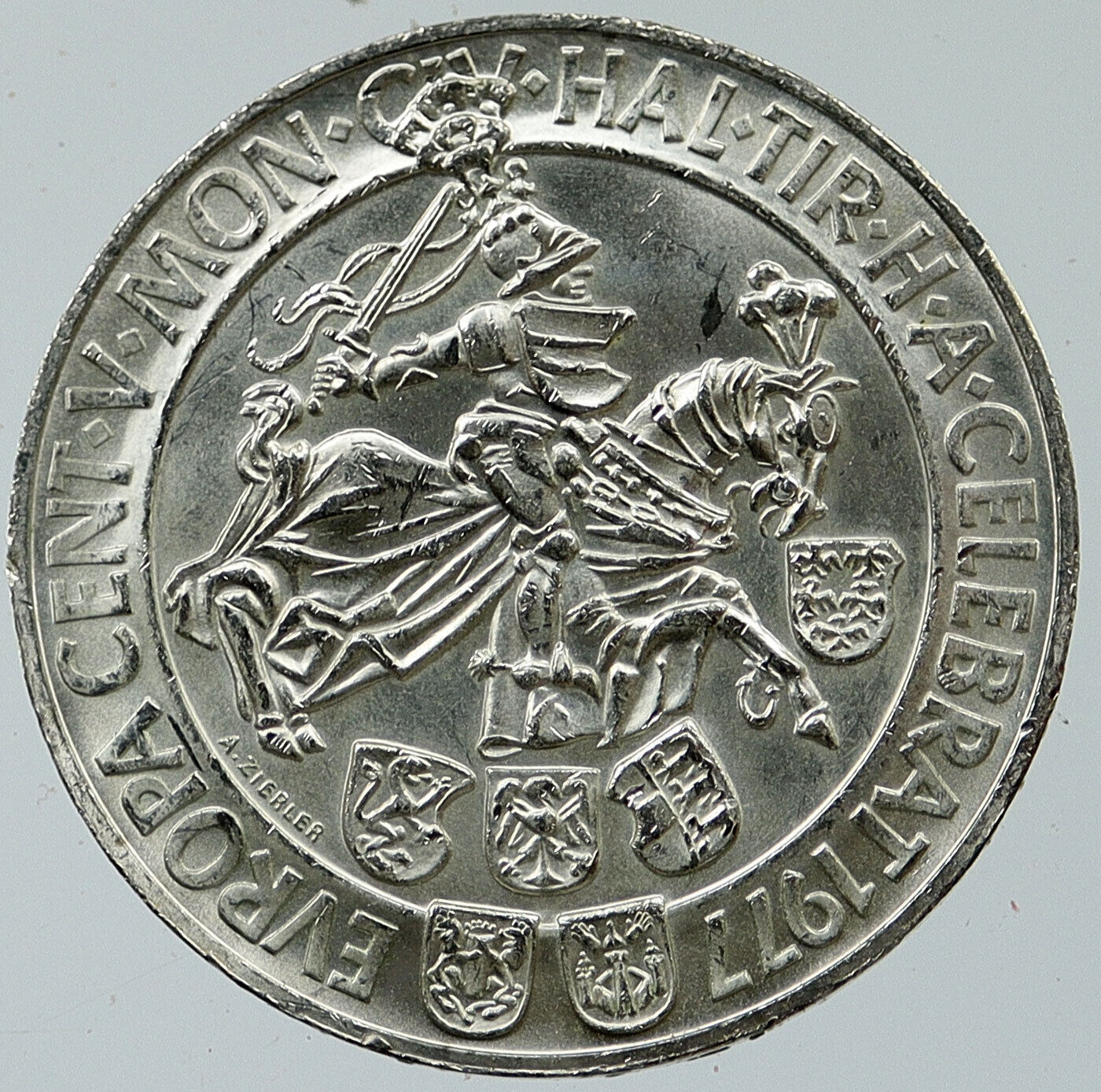 1977 AUSTRIA Horseman Hall Mint 500 Yr VINTAGE Silver 100 Schilling Coin i116002