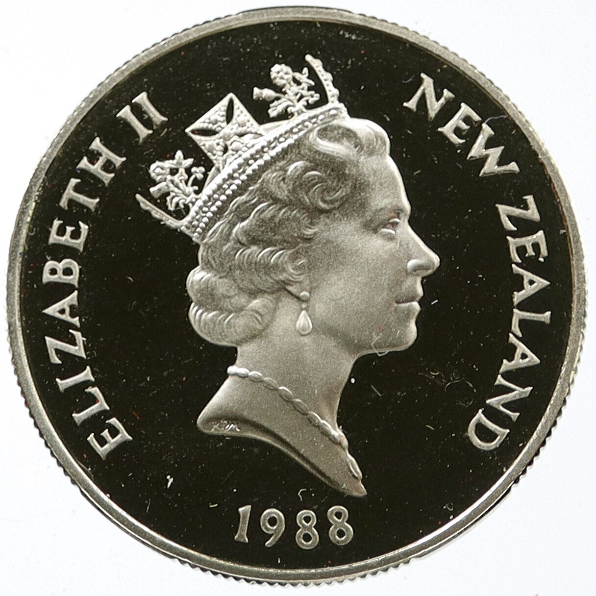 1988 NEW ZEALAND Elizabeth II HMS ENDEAVOR SHIP Proof 50 Cent Coin i116007