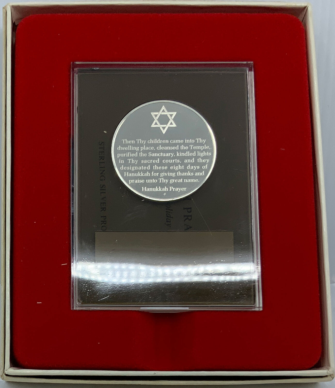 1974 US USA Franklin Mint HOLIDAY Hannukah Prayer OLD Proof Silver Medal i114503