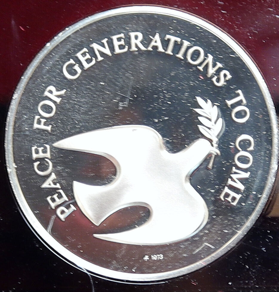 1973 US USA Franklin Mint HOLIDAY DOVE Peace on Earth Proof Silver Medal i114500