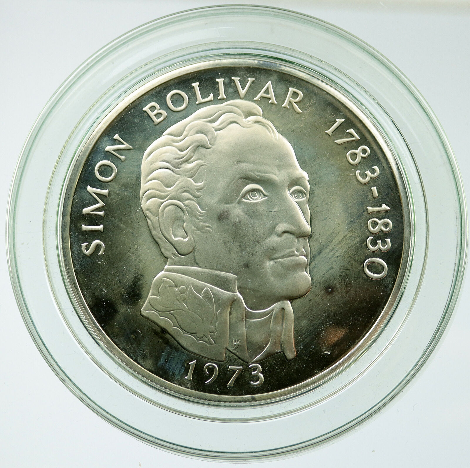 1973 PANAMA Huge Vintage Proof Silver 20 Balboas Coin w SIMON BOLIVAR i115710
