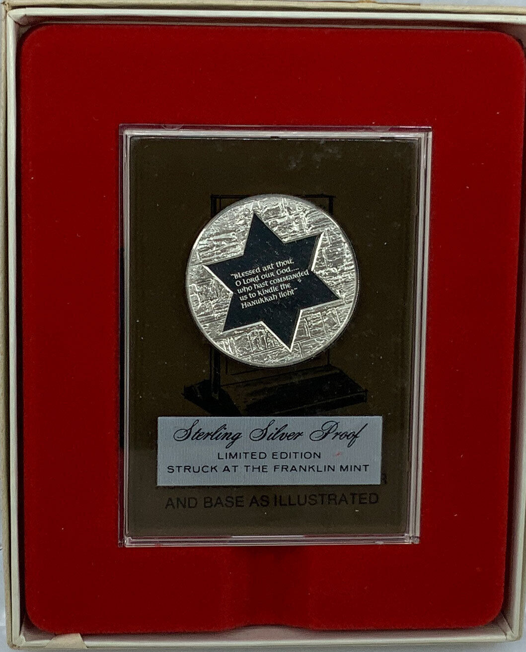 1975 US USA Franklin Mint Hanukkah TORCH of MENORAH Proof Silver Medal i114499