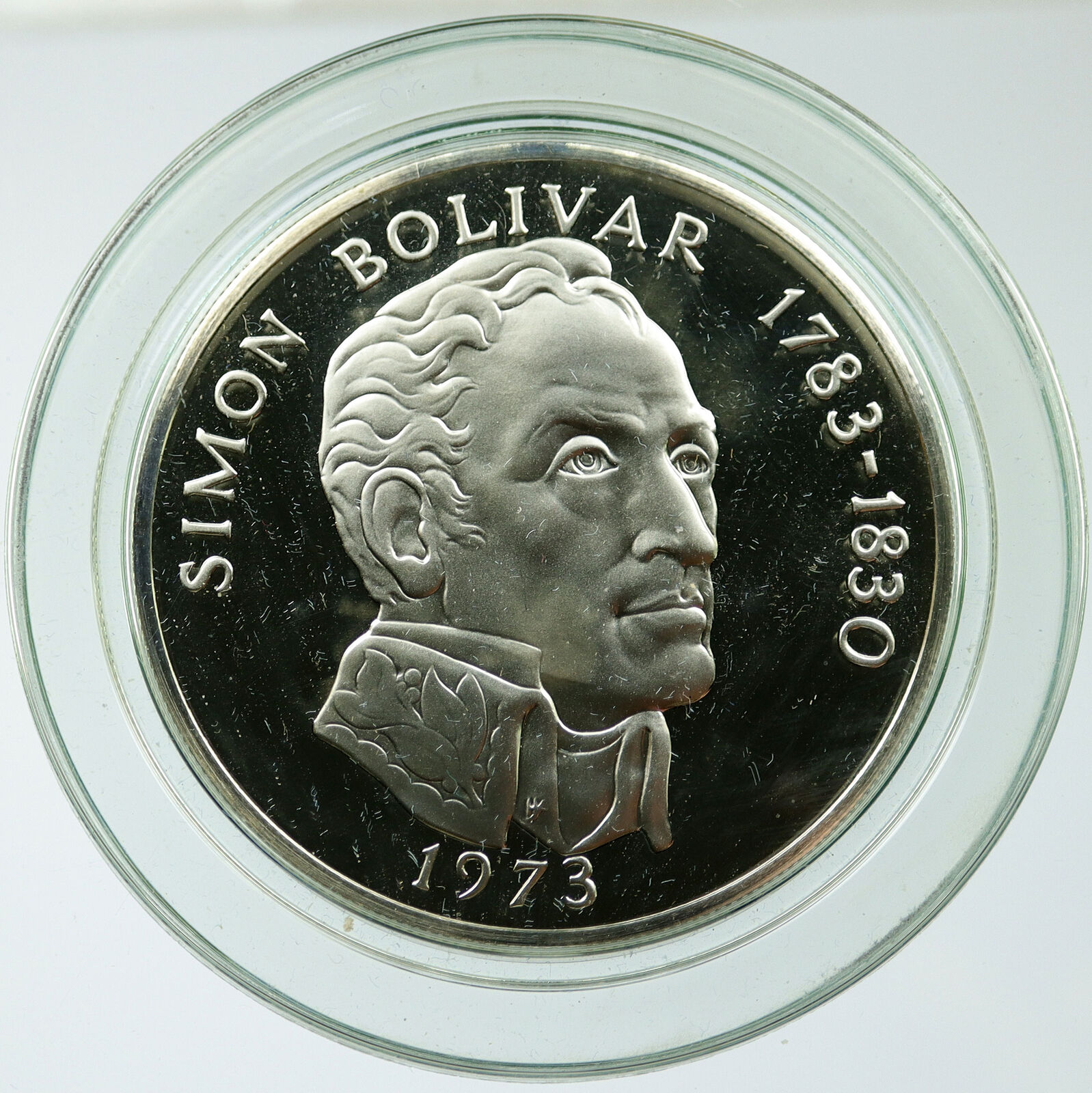 1973 PANAMA Huge Vintage Proof Silver 20 Balboas Coin w SIMON BOLIVAR i115711